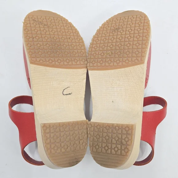 Sandgrens Milan‎ Red Clog Shoes Wooden Heels - Picture 9 of 14